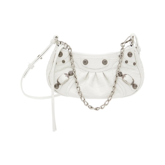 Balenciaga white LE CAGOLE MINI BAG WITH CHAIN CROCODILE EMBOSSED - Picture 5 of 7